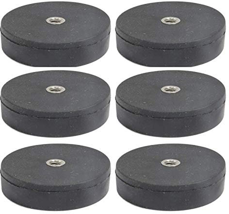 6x Neodym Magnete Gummiert Ø 22mm Mit M4 Außengewinde 5,8 KG Zugkraft Flachgreifer Magnet Scheibe Topfmagnet Gummi Runde Magnete mit Gewinde für Schrauben Öse oder Haken