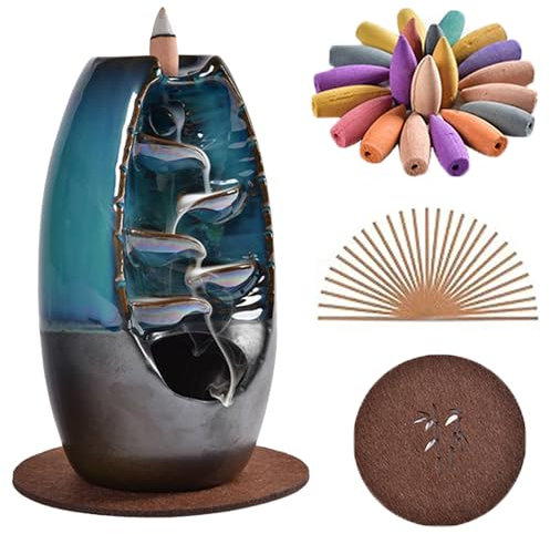FGXY Cascade De Porte - Encens Reflux, DéCor D'AromathéRapie en CéRamique pour Salon 80 CôNes D'Encens Reflux B30 BâTonnets D'Encens B1 DéCoration Zen Mate