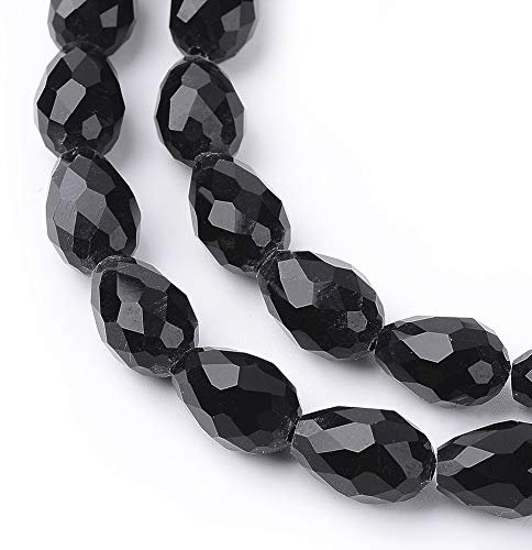15stk Tschechische Kristall Perlen Schwarz Glasperlen 12mm x 8mm Facettiert Tropfen form Schmuckperlen Kristallschliffperlen Glasschliffperlen