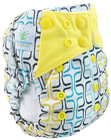 Blümchen All-in-One Bambus OneSize Stoffwindel Druckknöpfe (3,5-15kg) Geometrische Design Ziegel/Brick