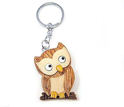 Cornelißen Porte-clés en bois - Motif chouette (marron)