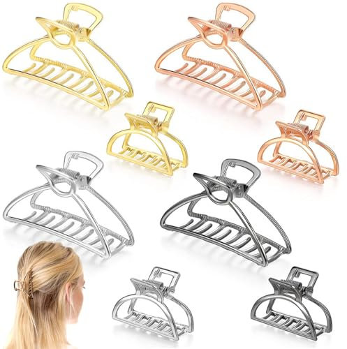 Duyteop 8 Stück Haarklammer, Metall Haarklauen Haarspange, Haarklauenclips Rutschfester, Haarklammer Metall Klaue Clips, Große Haarklammer Metall, Haarspangen Für Damen Dickes Dünnes Langes Haar