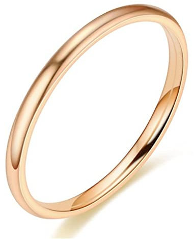 ANAZOZ Bague Acier Inoxydable 2mm Anneau Fin Chic Femme Or Rose Taille 62.5