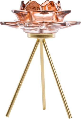 Trend Line Teelichthalter Glas 17,5 cm Rose Gold Seerose Kerzen & Teelichter