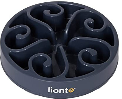 lionto Gamelle Anti-glouton pour Chiens et Chats, Ø 30 cm, Hauteur 7 cm, capacité jusqu'à 1500 g, gamelle antidérapante en Plastique Alimentaire, résistant au Lave-Vaisselle jusqu'à 100°, Gris