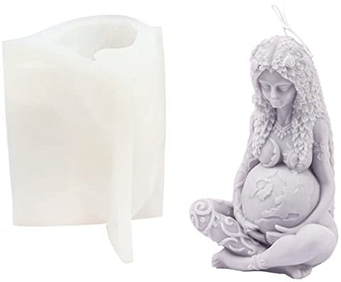 ZXSIU 3D Dévotion Mère Statue Moule À La Main en Silicone Gaia Déesse Bougie Ornement Femme Enceinte Image Moule