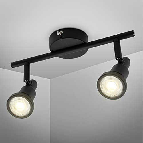 B.K.Licht - Deckenlampe für das Bad mit warmweißer Lichtfarbe, IP44, schwenkbar, LED Deckenleuchte, LED Lampe, Badlampe, Badezimmerlampe, Küchenlampe, Feuchtraumleuchte, 27,5x8x12,3 cm, Schwarz