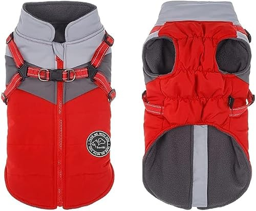 Savlot Wasserdicht Hundemantel Kaltes Wetter Winter Warme Jacke für Kleine Mittlere Große Hunde Hundepullover mit Fleece Gefütterte Reflektierend Welpen Winterweste Hundegeschirr Welpenjacke S