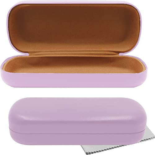 Olicky Hardcase Brillenetui, Softtouch PU Leder Brillenetui, Wird mit einem Mikrofasertuch zur Reinigung geliefert für Sonnenbrille Lesebrille Travel Reise - Violett