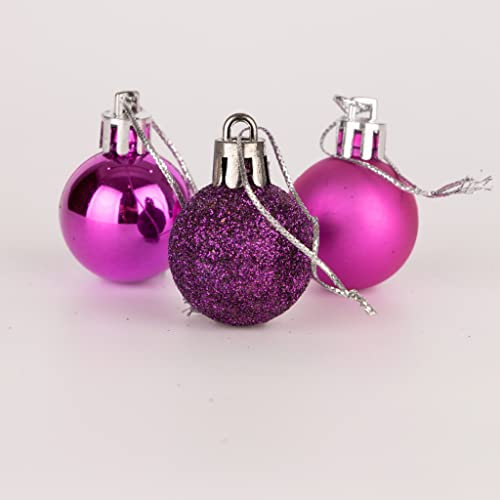 30 mm/24 Stück Weihnachtskugeln, bruchsicher, lila, Weihnachtsbaumschmuck, Kugel, Ornamente, Kugeln, Weihnachtsdekoration, Urlaubsdekoration, glänzend, matt, Glitzer