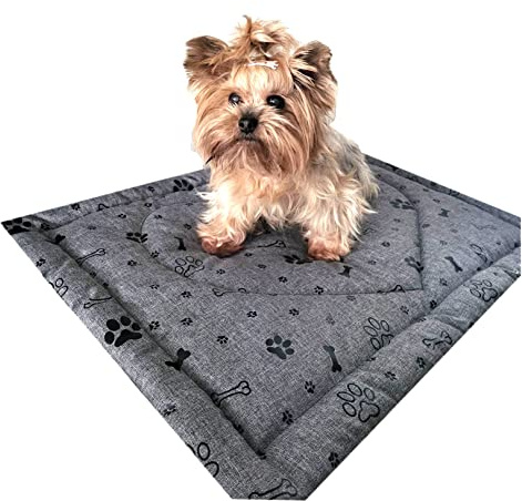 Aves-24 PIMPUS Hundematte Gr. M/L/XL Waschbar rutschfest Hundebett Liegedecke Hunde Katze für große oder kleine Hunde (M - 50x70cm, Grau/Schwarz)
