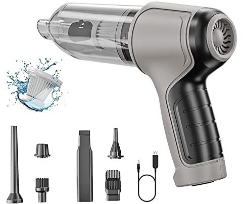 Wireless Handheld Car Vacuum Cleaner 3 In 1, USB Charging, 120W/12000Pa, Wet Dry Vacuum Cleaner, Multifunctional Blowing & Suction Car Hoover for Car, Office, Home (Grey)