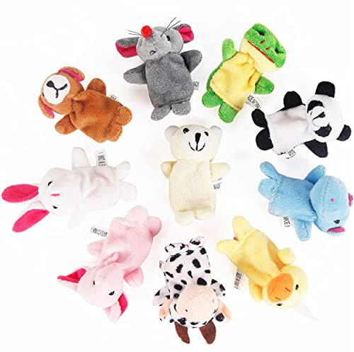 10 Stück Fingerpuppen Set, Baby Handpuppen Tiere, Kleiner Finger Puppet, Mini Stofftiere für Geschichte Zeit Kindergeburstag Gastgeschenk (A)