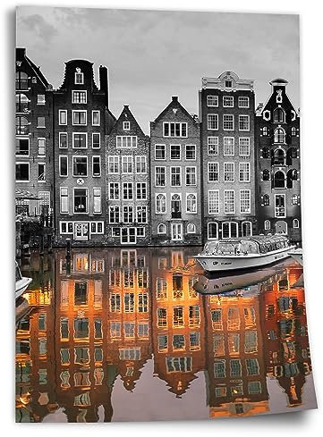 Printistico Poster Spiegelung in Amsterdam, Schwarz Weiß, black and white, Fotografie, Kunstdruck ohne Rahmen, Wandbild - A4, A3, A2, A1, A0, XXL - Wohnzimmer, Schlafzimmer, Küche, Deko