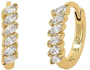 NOELANI Creolen 925 Sterling Silber Damen Ohrschmuck, mit Zirkonia synth., 1,2 cm, Weiß, Kommt in Schmuck Geschenk Box, 2036995