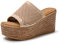 JOMIX Ciabatte Donna Estive Sandali Zeppa Alta Eleganti da Mare Pantofole Comode per Estate Casa Spiaggia SD9097 (Beige,40)