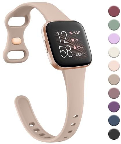 Oumida für Fitbit Versa 2 Armband/Fitbit Versa Lite Armband für Damen Herren, Silikon Armbänder, Strapazierfähiges Schlankes Uhrenarmband Sport Ersatzarmband für Fitbit Versa Armband, Milchtee Farbe