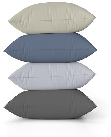 ggaimwf Einfarbig Leinenkissenbezüge für Sofa Kontinental Kissen für das Bett Nordic Style Morandi Color Handgefertigt Quadrat Kissenhüllen mit unsichtbarem Reißverschluss, 40x40cm, 4er-Set