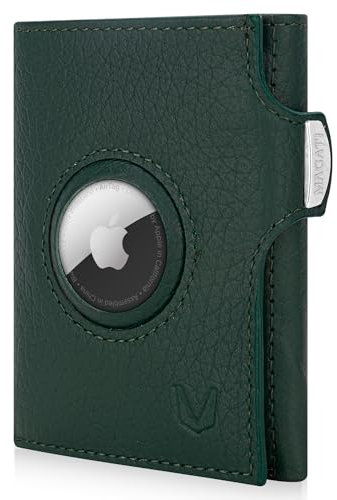 MAGATI Slim Wallet mit AirTag Hülle, Münzfach, RFID-Schutz - Mini Geldbörse Herren & Damen klein - il Santo Kartenetui - Kartenhalter Einkaufswagenchip-Fach Portemonnaie, Grün