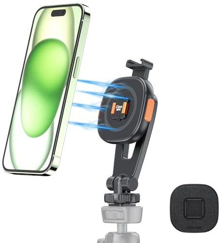 VRIG MG03L Claw mini Magnetic Phone Tripod Mount,Tripod Mount for Magsafe w Cold Shoe for Phone,Claw mini Magnetic Sticks Compatible with All Phones & All Cases,360° Rotation,for Tripods,Cameras