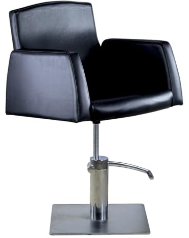 POSTQUAM Italian Design - Friseurstuhl Rialto - Ergonomisches und gepolstertes Design mit Höhenverstellung 90-105 cm, wasserabweisender Bezug und rutschfeste Chrombasis - Farbe Schwarz