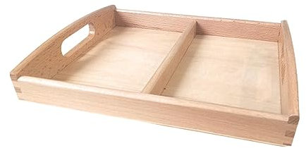 Luwecf Bandeja Montessori de Clasificación, Bandeja Pequeña, Bandeja Rectangular de Madera para El Desarrollo Educativo(24,5 x 20 x 3 cm)