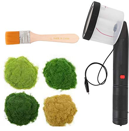 ABS Antiskid Handle Mini Static Grass Flocking Applicator with 4 Colors of Grasspowders for DIY Scenic Modelling Sand Table