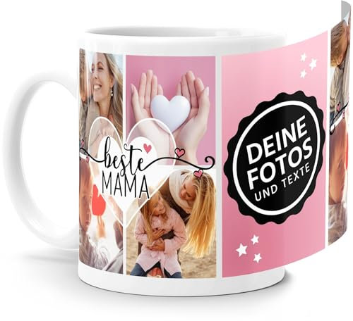 SpecialMe® Tasse mit Foto-Collage personalisiert mit bis zu 9 Bildern Fotogeschenk selbst gestalten für Mama weiß standard