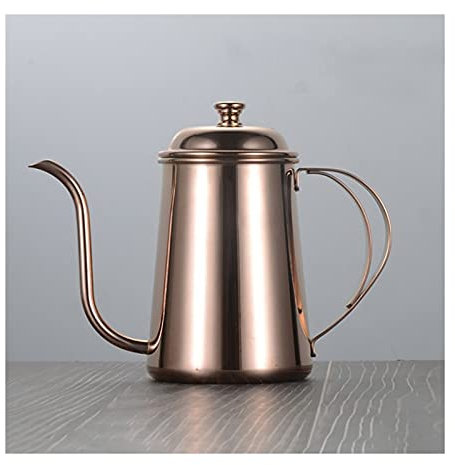 Coffee Kettle Coffee Kettle 650ml Pour Over Coffee Tea Pot Swan Long Neck Drip Kettle Stainless Steel Non-Stick Thin Mouth Gooseneck Drip Kettle Coffee Maker (Color : Rose Gold)
