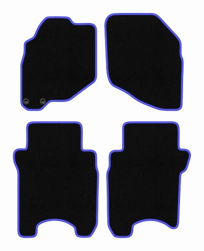 Velours-Fußmatten passend für Honda Jazz II 2002-2007, Schwarz-Blau, CARLUX | passend für Schrägheck; Velours-Teppich (Polypropylen), ca. 6,5 mm; rutschfest, ovale Befestigungen (Typ HND)