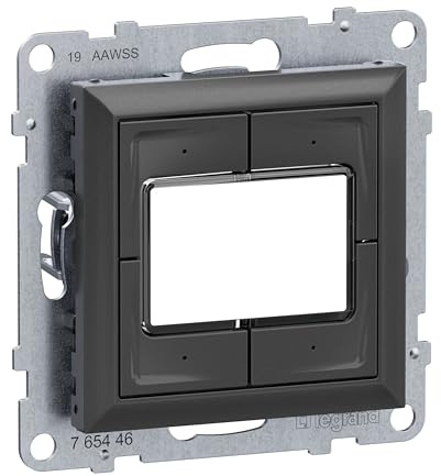LEGRAND, SEANO 4-fach elektronischer Taster 0 – 24 V, maximal 1 A, Tasten separat ansteuerbar (beleuchtbar), starre und flexible Leiter, inkl. Wippe, Farbe: Anthrazit lackiert, 765446