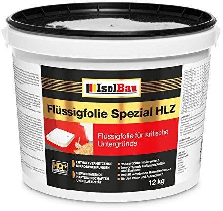 Flüssigfolie HLZ 12kg - Dichtfolie für kritische Untergründe - Wasserdichte Abdichtung für innen & Außenbereich - für Wand & Boden - Balkonabdichtung, Wasserstop, für Fliesen und Holz