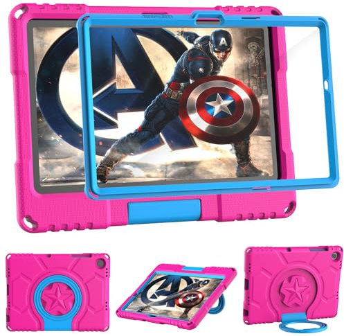 Kids Case for Samsung Galaxy Tab A9 Plus 11 inch 2023 with Screen Protector, Mansiruyi Shockproof Samsung A9+ Plus Tablet Case with Handle Stand for SamsungA9 Plus Tablet (SM-X210/X216/X218) - Pink