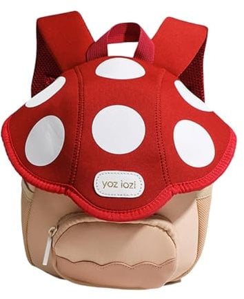 Dickly Personalisierter Mini-Pilz-Rucksack für Kinder, großes Fassungsvermögen, Verstellbare Träger, Kindergartenrucksack für 1-3-Jährige, Kinder-Schulranzen für Kinder Jungen Mädchen, Rot