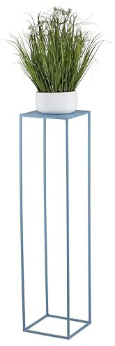 HowHomely Blumenständer Metall Blau 100 cm Hoch - Solider und Robuster Blumenhocker Metall - Pflanzenständer für die Dekoration in Wohnzimmer Schlafzimmer oder Büro