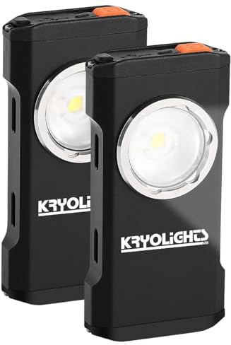 KryoLights LED Taschenlampe klein: 2er-Set Mini-LED-Taschenlampen, 7 Leucht-Modi, 300 Lumen, IP44, Akku (Clip-Taschenlampe, Mini USB aufladbar)