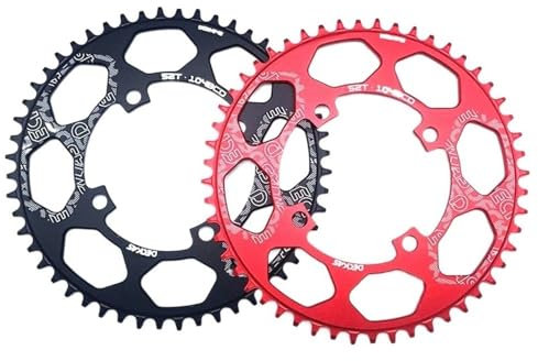 LUOKEKE Platos para Bicicletas 1 Uds 104BCD 40T 42T 44T 46T 48T 50T 52T Rueda de Cadena de Bicicleta de montaña MTB Platos y bielas Plato Redondo Ancho Estrecho Bicicleta Narrow Wide Plato(48T,Red)