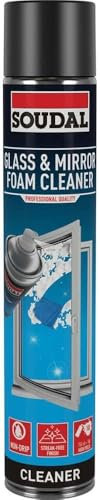 Soudal Glass & Mirror Aerosol Foam Spray Cleaner Non-Drip Streak Free White 750ml Professional Quality, Sprayable Cleaning Agent Spotless Streak-Free Finish Glass, Mirrors