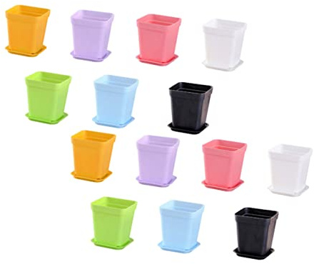 Sosoport Lot de 20 Sets de Pots de Fleurs en Plastique Colorés pour Succulentes 10X10X8,5 CM Plateaux, pour Bureau et Bord de Fenêtre, Décoratif et Pratique
