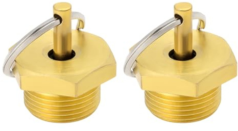 SG Store Abflussventil, Messing, Außengewinde, 27 mm, Sechskant-Durchmesser, Sicherheitsventil für LKW-Kessel, Luftkompressoren, chemische Herstellung, mit Zugring, 2 Stück
