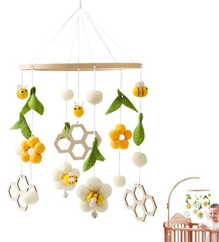 Ruhnjyg Kinderzimmer-Mobile,Kinder-Mobile für Kinderbett | Bettglocke für Kleinkinder | - und Blumen-Krippen-Mobile für Laufstall, Kinderzimmer-Krippenspielzeug, hängende Bettglocke als