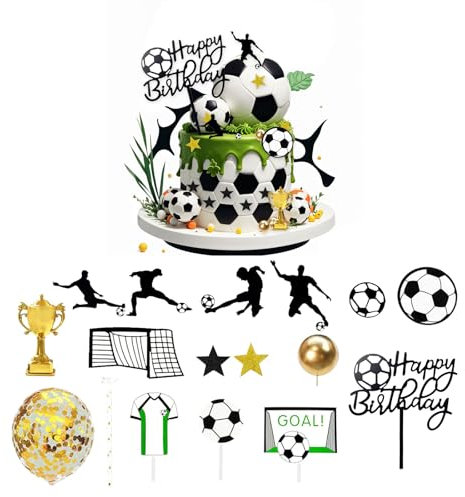 CXNXFD Tortendeko Fussball,31 Stück Tortenaufleger Deko Geburtstag Kinder, Geburtstagsfeier Kuchendekoration Jungen Fußball