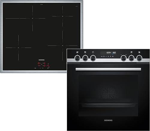 Siemens PQ521IA03, Einbauherd-Set, Bestehend aus HE578GBS4 Herd, 60 x 60 cm, 3D Heißluft, Hydrolyse, Backautomatik-Programme & EI645CFB6E Induktionskochfeld, Bräterzone, powerBoost, Edelstahl Rahmen