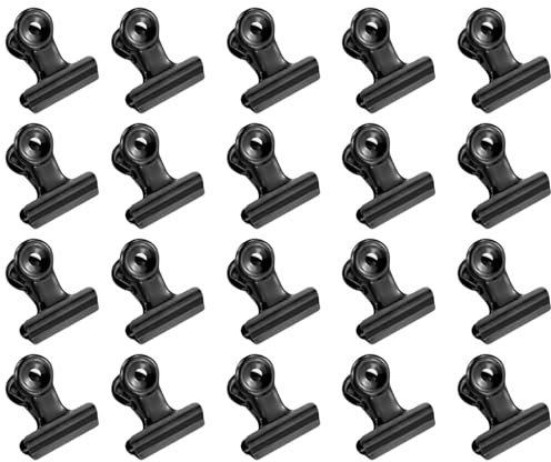 30 clip nere piccole per bulldog, in metallo, per cartelloni di carta, per borse, negozi, ufficio e cucina a casa (nero, 22 mm)