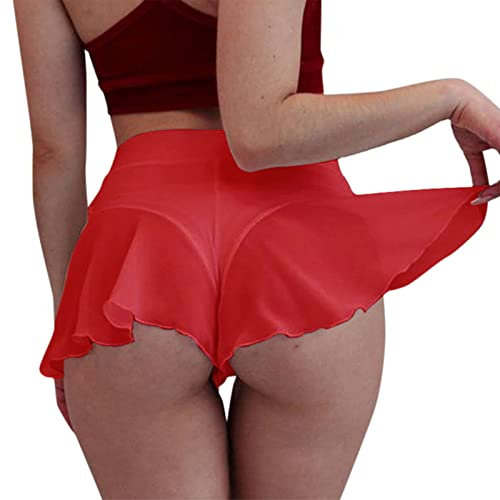 Pantaloni Cargo Donna Estivi Donna Casual Estate Gonna Pantaloni Strati Impilati Gonna Hot Pants Sexy Pizzo Gonna Pantaloni Salopette Jeans Donna Lunga Pantaloncini Corti Palestra Donna (Rosso, M)