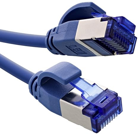 InLine Patchkabel Slim, Cat.6A, S/FTP, TPE (LSZH) flexibel, PoE, Kupfer (CU), LAN, Ethernet, Netzwerk Kabel, RJ45 Gigabit, blau, 7,5m, 74907B