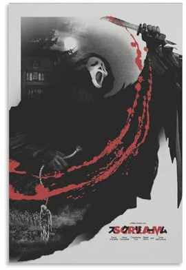 PANTTING Scream Horror-Film-Poster, ästhetischer Leinwand-Kunstdruck, Heimdekoration für Schlafzimmer, Wohnzimmer, 30 x 45 cm, ungerahmter Stil