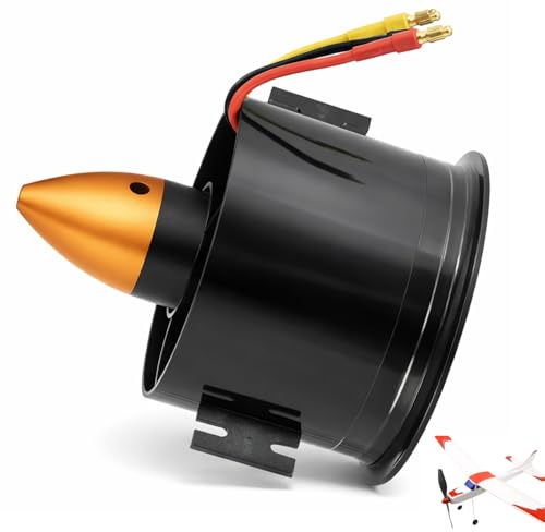 ZAWELIYO 70 Mm EDF 6 Blades Abgelenkte Lüfter mit QF2822-3000KV 4S Bürstenloser Motor für RC -Flugzeug, Schwarzes Aluminiumlegierung Kunststoffkupfermaterial