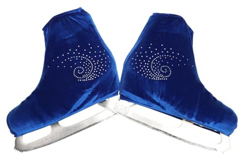 Blausky 1 Paar Unisex Samt-Skates Cover,Eiskunstlauf Schuhüberzieher mit Strass Überziehsocke reißfester & elastischer Überzug für Inlineskates Rollschuhe und Schlittschuhe,Königsblau,M(33-36)
