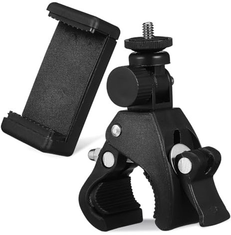Tofficu Support De Pied De Micro Rotatif 180° Pince Pour Téléphone Et Microphone, Support Noir Solide Coussinets Protecteurs, Compatible Pieds De Micro Et Guidons De Vélo Pour Musiciens Et Podcasteurs